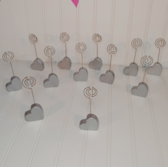 Silver Heart Place Card Holders set of 12 - Picture 4 of 11